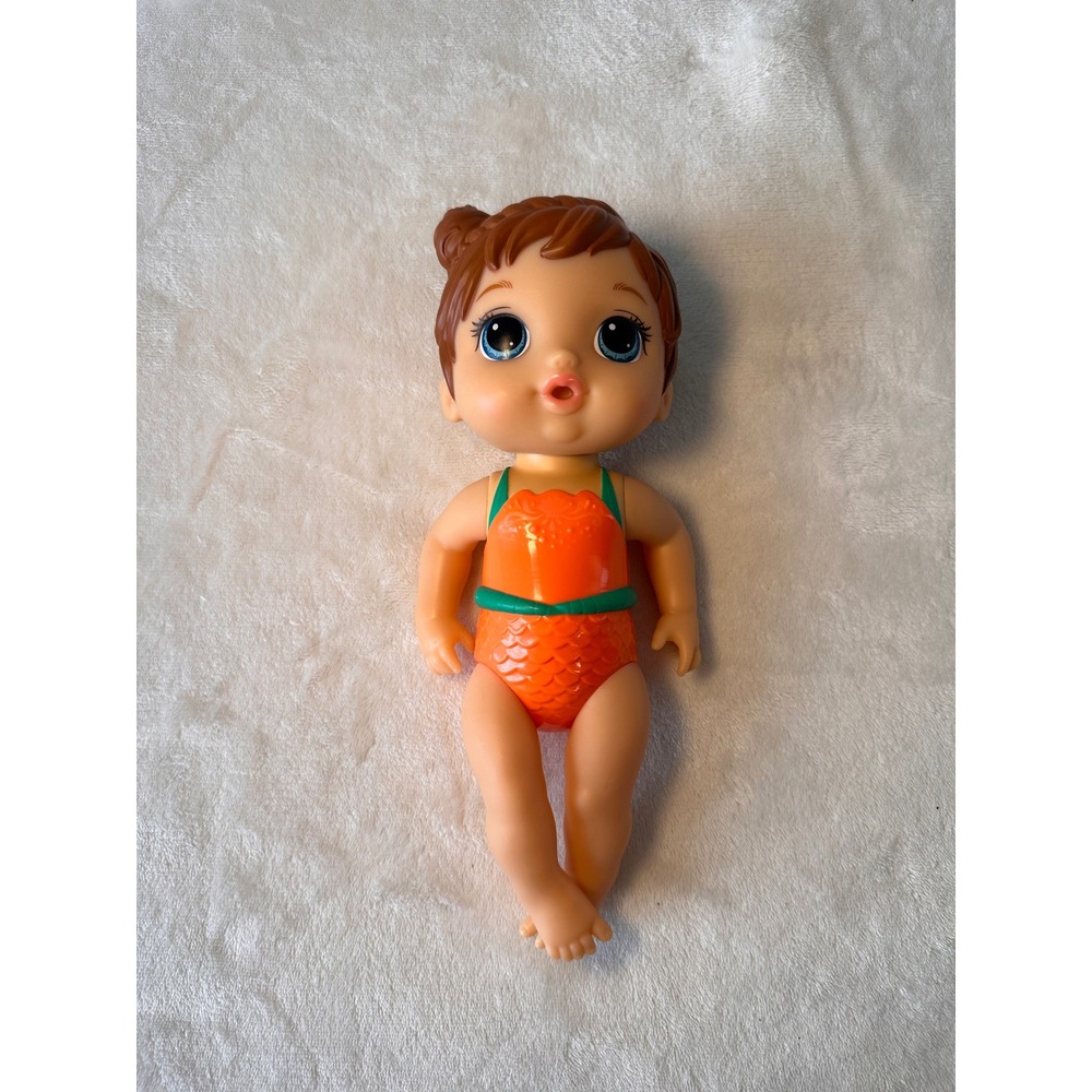 Hasbro Baby Alive Shimmer n Splash Mermaid Doll E5851 Orange Swimsuit Brown Hair